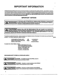 Information Diagram and Parts List for 5796  Amana Air Conditioner