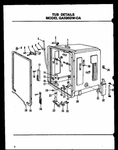 Tub Details (gax95dw-oa/mn01) (gax95dw-oa/mn02) (gax95dw-oa/mn03) Diagram and Parts List for GAX95DW-OA MN03 Amana Dishwasher