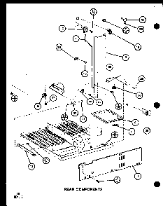 Rear Components Diagram and Parts List for TM16G1-P76512-28W  Amana Refrigerator