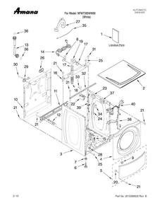 Top And Cabinet Parts Diagram and Parts List for NFW7300WW00  Amana Washer