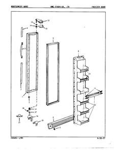 Freezer Door Diagram and Parts List for 21604A  Admiral Refrigerator