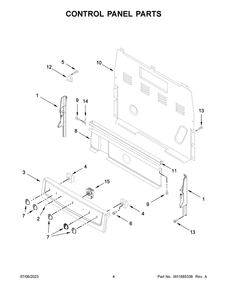 Control Panel Parts Diagram and Parts List for ACR4203MNW0  Amana Range