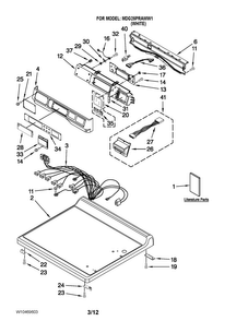 Top And Console Parts Diagram and Parts List for MDG25PRAWW1  Maytag Dryer