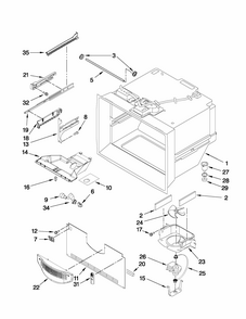 Freezer Liner Parts Diagram and Parts List for G32026PEKW5  Maytag Refrigerator