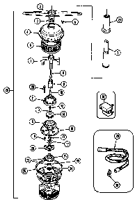 Pump & Motor Diagram and Parts List for DWU9921AAM  Maytag Dishwasher