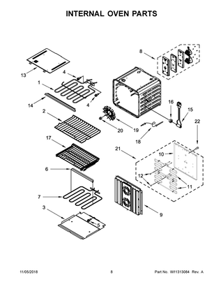 Internal Oven Parts Diagram and Parts List for JJW3430DB03  Maytag Wall Oven