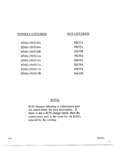 Front Page Diagram and Parts List for 19153-1  Admiral Refrigerator