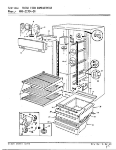 Fresh Food Compartment Diagram and Parts List for 22304-0B  Admiral Refrigerator