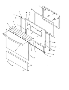 Oven Door/decorative Panel Diagram and Parts List for ARR6102W-P1143683NW  Amana Range