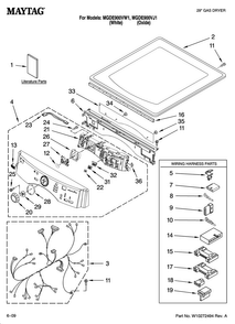 Top And Console Parts Diagram and Parts List for MGDE900VJ1  Maytag Dryer