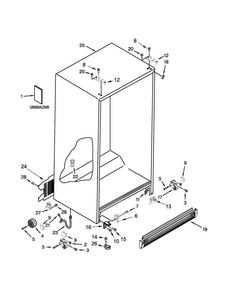 Cabinet Parts Diagram and Parts List for 8MSF25N4BW02  Maytag Refrigerator