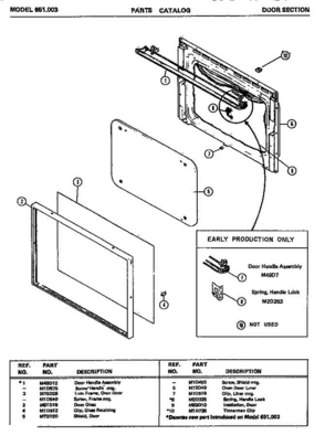 01 - Door Section Diagram and Parts List for 651003  Maytag Microwave Oven Combo