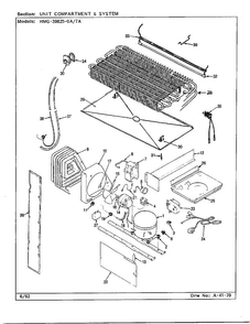 Unit Compartment And System Diagram and Parts List for 39825-7A  Admiral Refrigerator