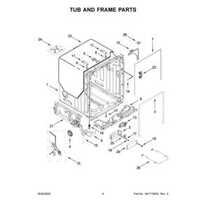 Tub And Frame Parts Diagram and Parts List for MDB4949SKB4  Maytag Dishwasher