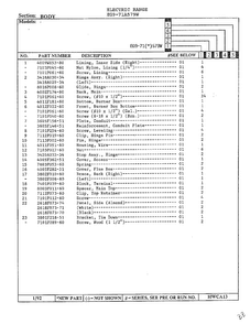 Body Page 2 Diagram and Parts List for EG9-71(*)579W  Hardwick Range