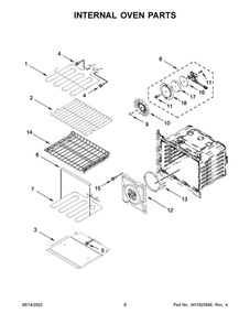 Internal Oven Parts Diagram and Parts List for MEW9527FZ20  Maytag Wall Oven