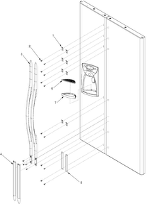 Handles And Trim Diagram and Parts List for XRSS267BB-PXRSS267BB1  Amana Refrigerator