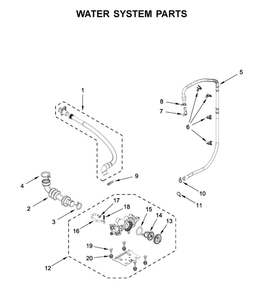 Water System Parts Diagram and Parts List for 8TMHW6630HW0  Maytag Washer
