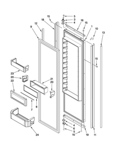 Refrigerator Door Parts Diagram and Parts List for JS48CXDUDB00  Jenn-Air Refrigerator