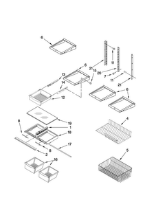 Shelf Parts Diagram and Parts List for MBB1953WEW2  Maytag Refrigerator