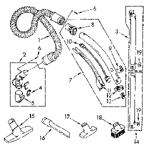 Hose And Attachment Diagram and Parts List for 1162040091  Kenmore Canister Vacuum