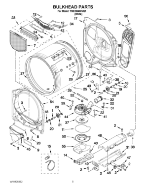03 - BULKHEAD PARTS Diagram and Parts List for YMEDB400VQ1  Maytag Dryer