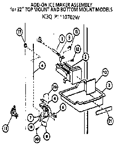 Icemaker - Ic3q P 1110702w Diagram and Parts List for 85378-P1117202W  Amana Refrigerator