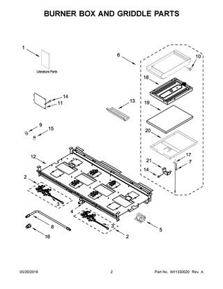 Burner Box And Griddle Parts Diagram and Parts List for JDRP848HL00  Maytag Range
