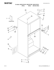 Cabinet Parts Diagram and Parts List for M8RXCGFXB01  Maytag Refrigerator