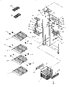 Freezer Shelving And Refrigerator Light Diagram and Parts List for SG521SBL-P1197001WL  Amana Refrigerator