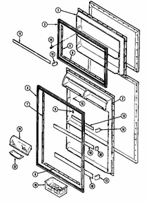 Inner Door (rtc1500cae/dh01a) (rtc1500cal/dh02a) (rtc1500cge/df17a) Diagram and Parts List for RTC1500CAL DH01A Maytag Refrigerator