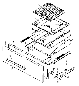 Broiler Drawer Assembly Diagram and Parts List for RLN347UL P1142959NL Caloric Range
