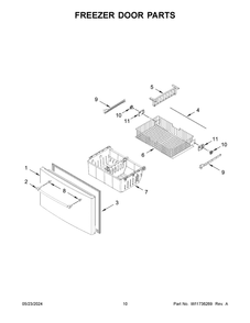 Freezer Door Parts Diagram and Parts List for MFI2570FEW11  Maytag Refrigerator