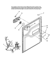 Door And Latch Parts Diagram and Parts List for ADB2500AWS40  Amana Dishwasher