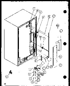 Cabinet Back Diagram and Parts List for 2599CIWL-P1121501WL  Amana Refrigerator
