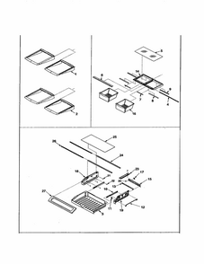 Refrigerator Shelving Diagram and Parts List for 59673502203  Kenmore Refrigerator