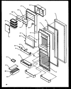 Refrigerator Door Diagram and Parts List for SXD22NW-P1162405WW  Amana Refrigerator