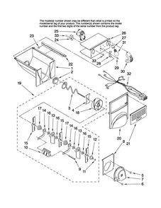 Motor And Ice Container Parts Diagram and Parts List for AC2228HEKS14  Amana Refrigerator
