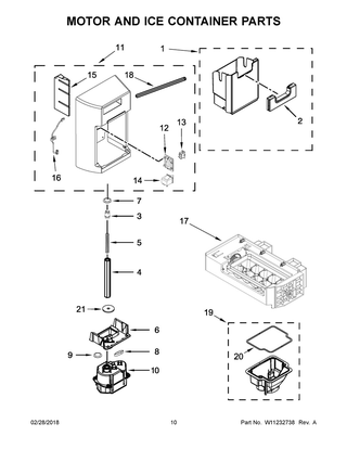 Motor And Ice Container Parts Diagram and Parts List for MSS26C6MFB01  Maytag Refrigerator