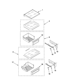 Refrigerator Shelf Parts Diagram and Parts List for JS42CXDUDB02  Jenn-Air Refrigerator