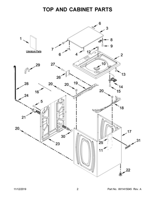Part Location Diagram of W11348497 Whirlpool Tech Sheet