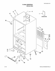 Cabinet Parts Diagram and Parts List for GB5525PEAS4  Maytag Refrigerator