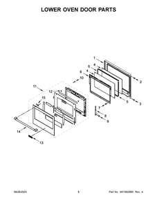 Lower Oven Door Parts Diagram and Parts List for MOED6030LZ01  Maytag Wall Oven
