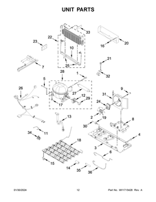 Unit Parts Diagram and Parts List for MBF2258FEZ08  Maytag Refrigerator
