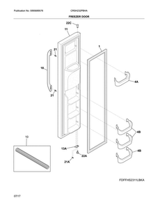 Freezer Door Diagram and Parts List for CRSH232PBHA  Crosley Refrigerator