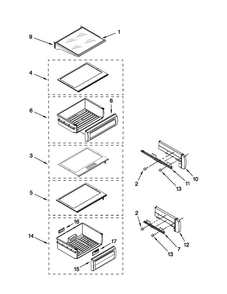 Refrigerator Shelf Parts Diagram and Parts List for JS42NXFXDW03  Jenn-Air Refrigerator
