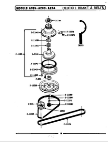 Clutch, Brake & Belts Diagram and Parts List for BA283  Maytag Washer