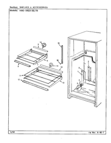 Shelves And Accessories Diagram and Parts List for 19924-0A  Admiral Refrigerator