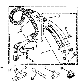 Attachment Parts Diagram and Parts List for 1162543085  Kenmore Canister Vacuum