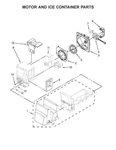 Motor And Ice Container Parts Diagram and Parts List for MFI2269DRE00  Maytag Refrigerator